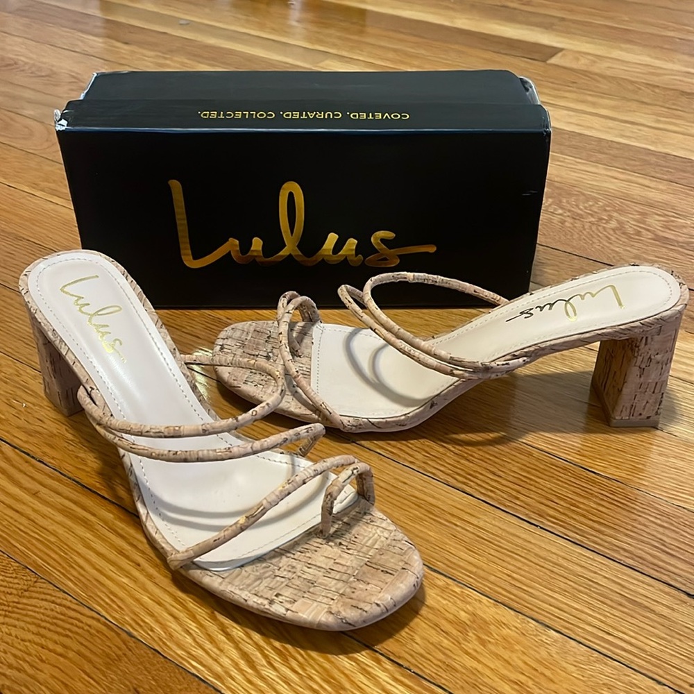 Lulus Kaylah Natural Cork High Heel Sandals W10
